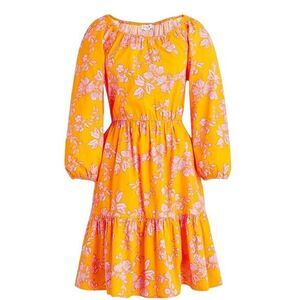NWT J Crew Factory‎ Scoop Neck Orange Pink Floral Dress